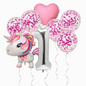 Unicorn Birthday Balloons Set Pastel Pink Confetti Number Girls Party Supplies