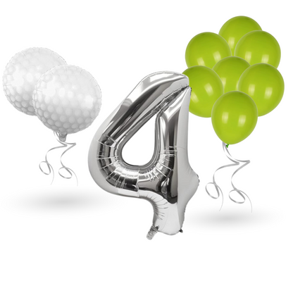 0-9 Golf Birthday Balloons Decoration Set | silver Foil Numbers + Golf Balloons