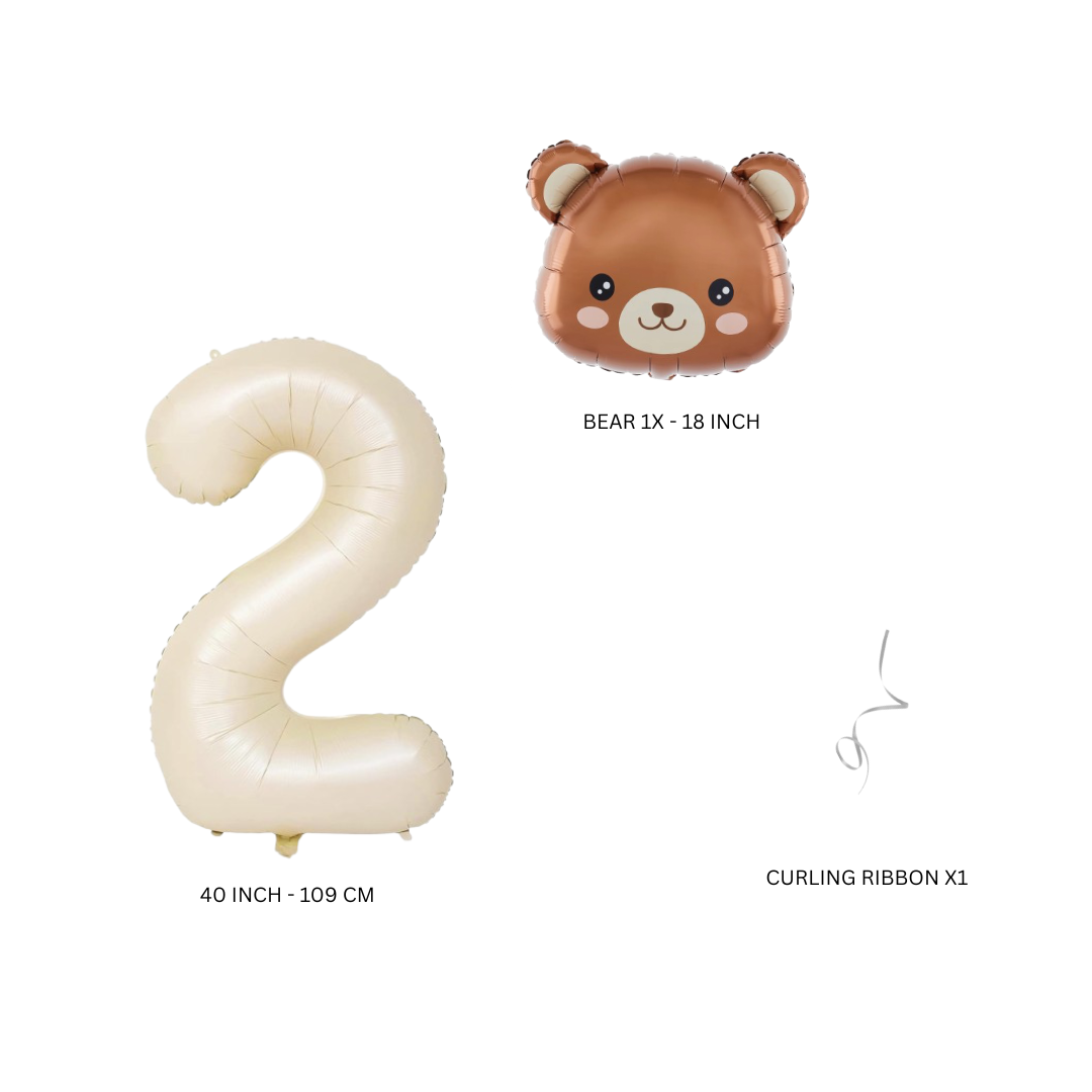 Baby Shower teddy Bear Balloons Set 40" BEIGE Numbers pack 1st 2nd 3rd birthday