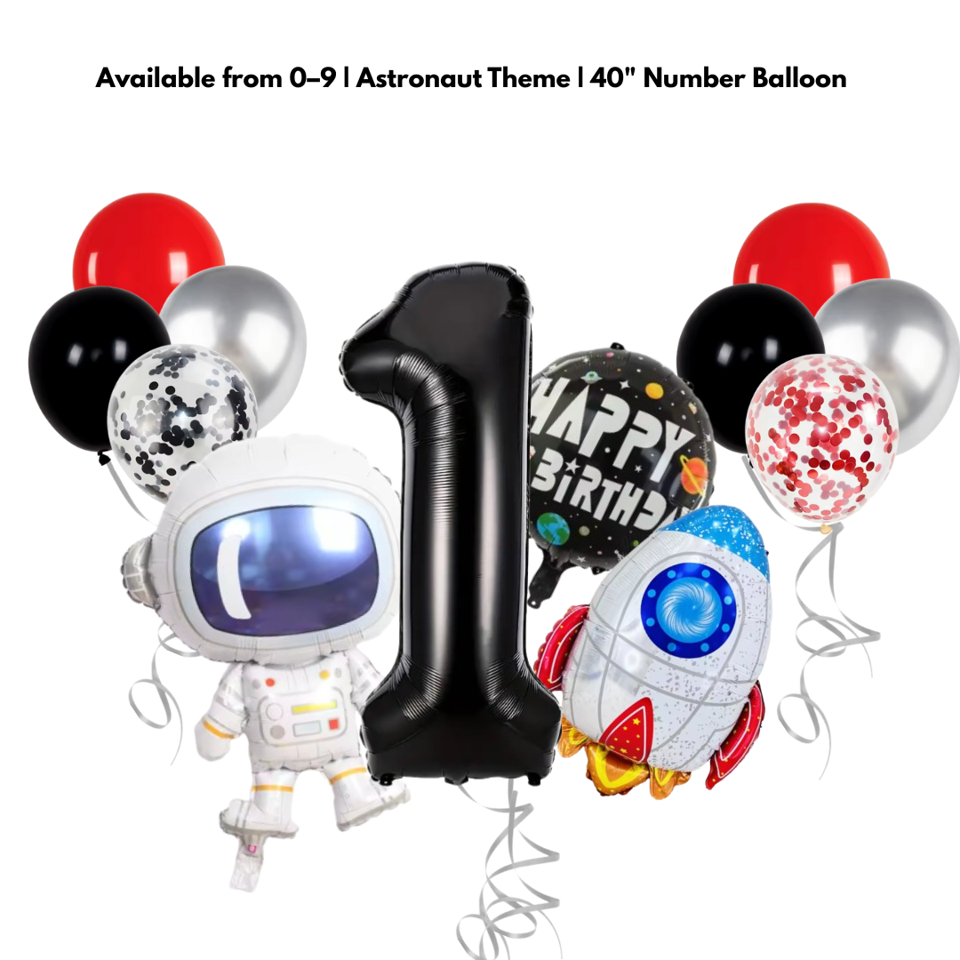 Astronaut Space Theme Foil Balloon Set 40'' Number Birthday Party Decor for kid
