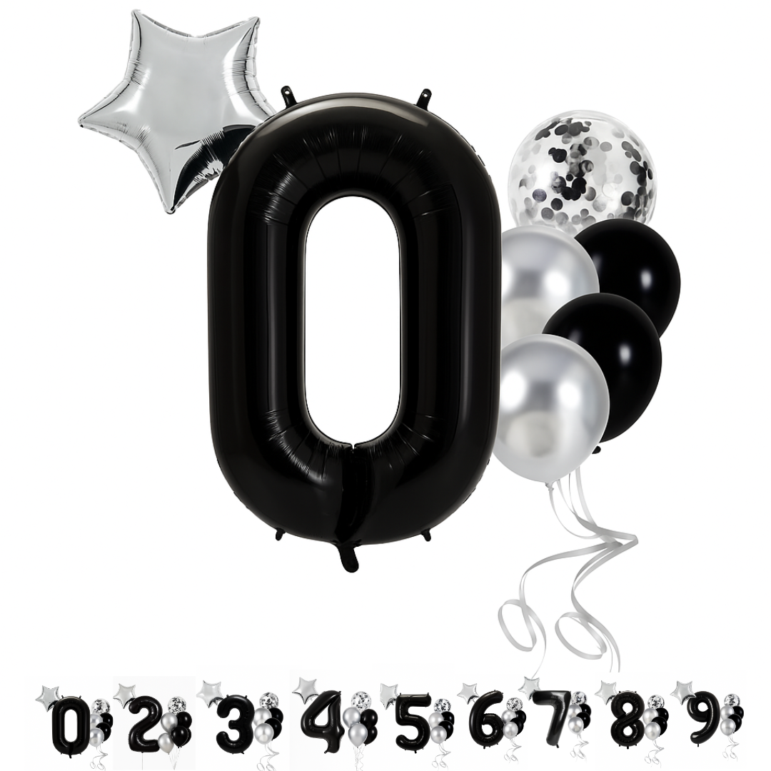 40" Black Number Balloons Foil Helium/Air | Giant Self Inflating Birthday Party