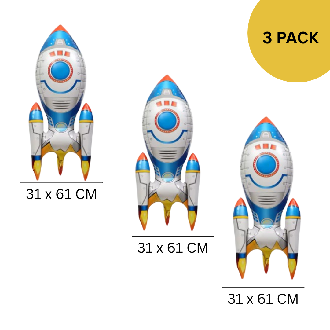 Astronaut Rocket Balloons Set | Space Party Decor | Galaxy Foil Stars spaceman