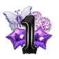 Purple Number 1 Balloon violet Set with Stars, Butterfly Confetti Balloon XL big