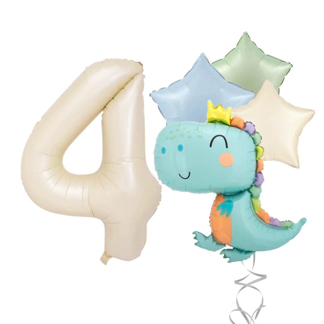 Dinosaur Number Balloon Set 40” Pastel Birthday Party Baby Boy Girl Decor 0-9