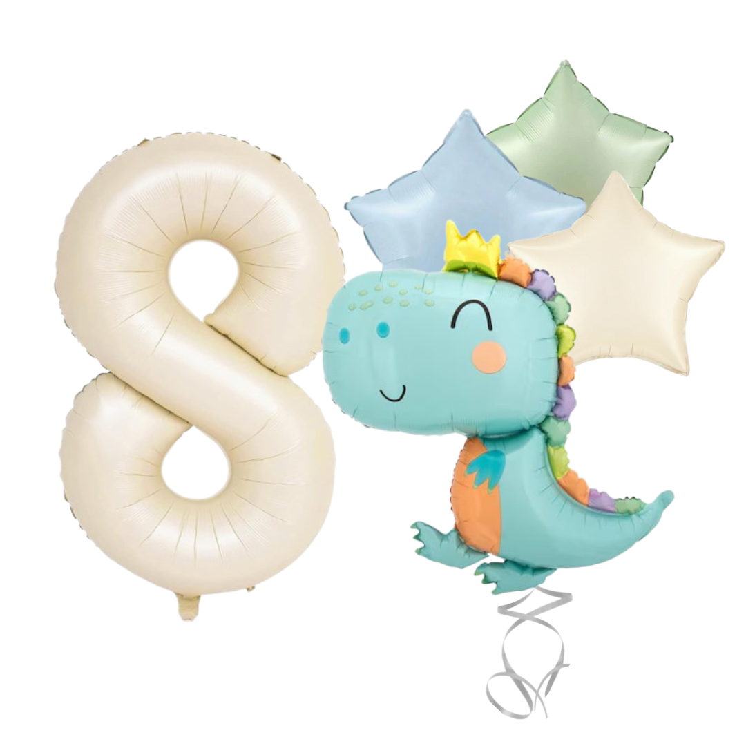Dinosaur Number Balloon Set 40” Pastel Birthday Party Baby Boy Girl Decor 0-9