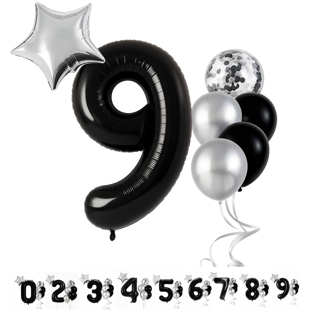 40" Black Number Balloons Foil Helium/Air | Giant Self Inflating Birthday Party