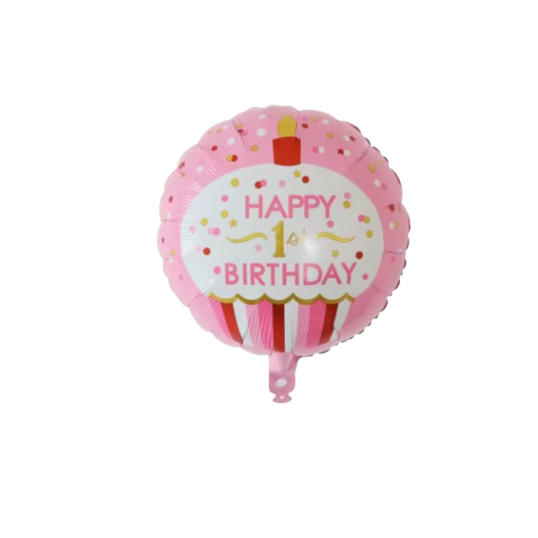 1st Birthday Balloons Decoration Set for Baby Girl Foil & Latex Party Decor Kit