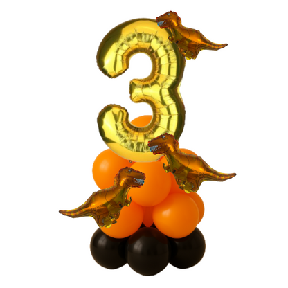 Dinosaur Balloon Display Age 7 Birthday Party Decoration for Boy – Orange, Black