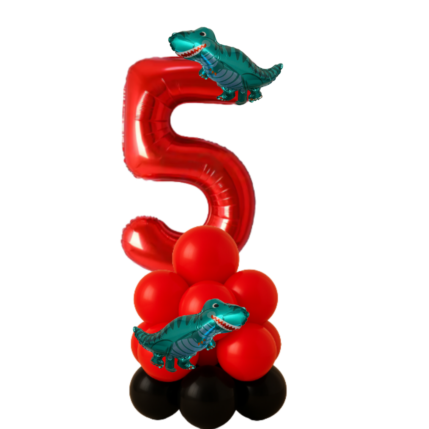 Dinosaur Balloon Display Age 6 Birthday Party Decoration Red & Black Theme