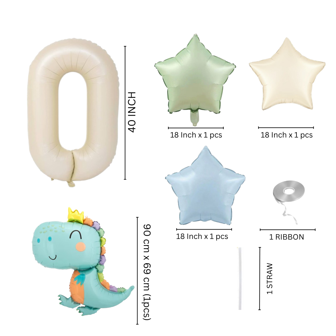Dinosaur Number Balloon Set 40” Pastel Birthday Party Baby Boy Girl Decor 0-9