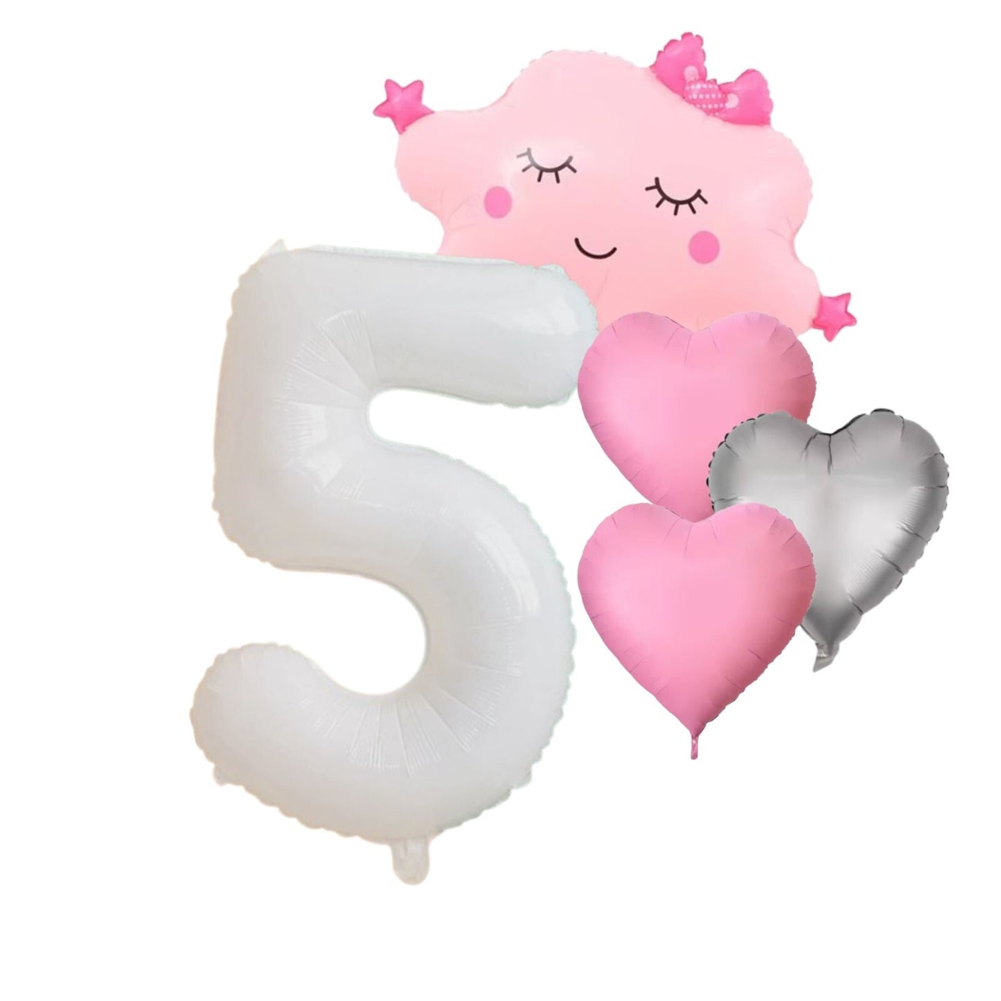 Foil Number Balloons Set 1-9 Helium Balloons for Girls Birthday Pink & Silver