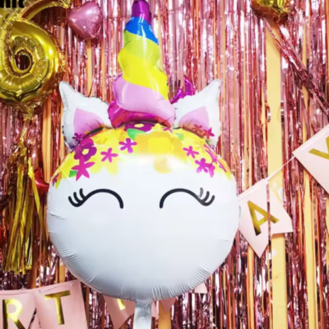 Unicorn Face Balloon 34" – Rainbow Foil Balloon for Party Decorations Theme