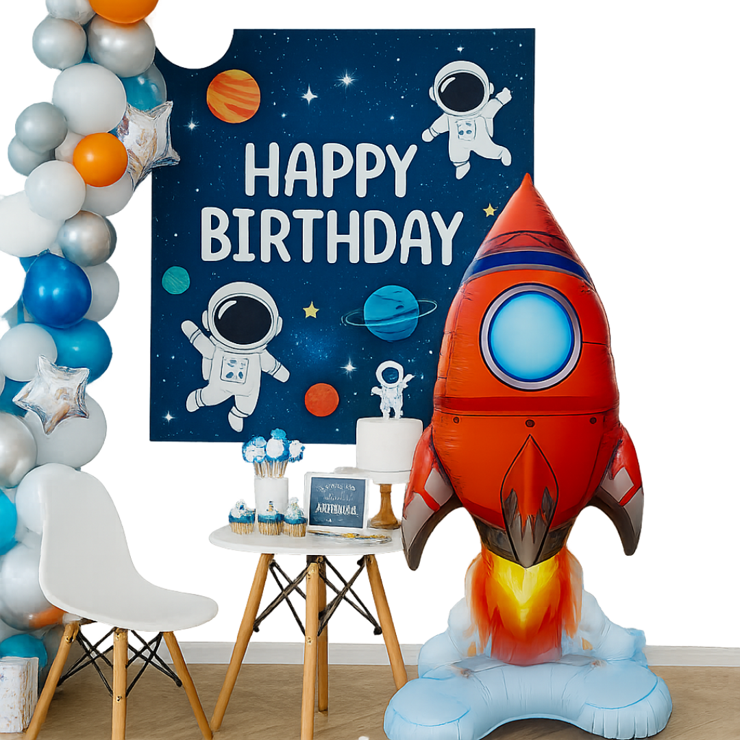 Astronaut Rocket Balloons Set | Space Party Decor | Galaxy Foil Stars spaceman