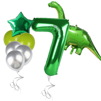 Dinosaur Birthday Balloons for Boys Number 1-9 Foil Balloon Set with Green Dino
