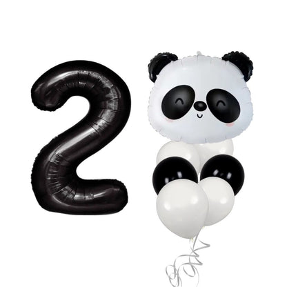 Panda Balloon Set Kids Birthday Party Decor with Number 0-9 Black White Balloons