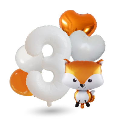 Woodland Balloon Set – Cute Fox + Numbers Balloons 0-9