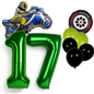 Motorbike Birthday Balloon Number 1-20 Green Blue Racing Theme Party Decoration