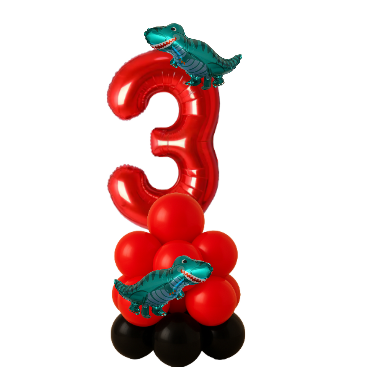 Dinosaur Balloon Display Age 6 Birthday Party Decoration Red & Black Theme