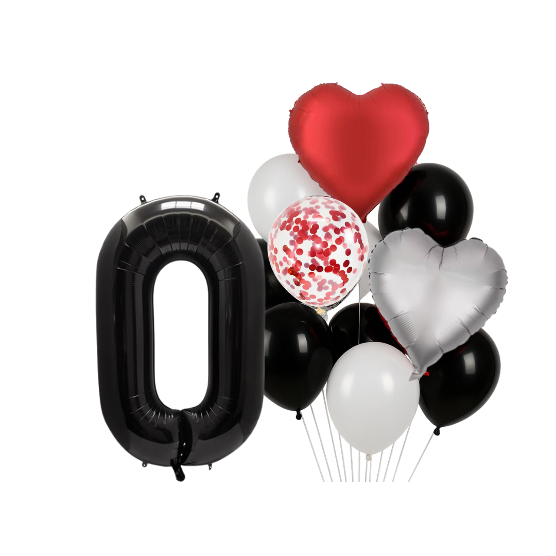 1st Anniversary Balloon Set  Black Number 1 Decoration for Couples, Party Supply