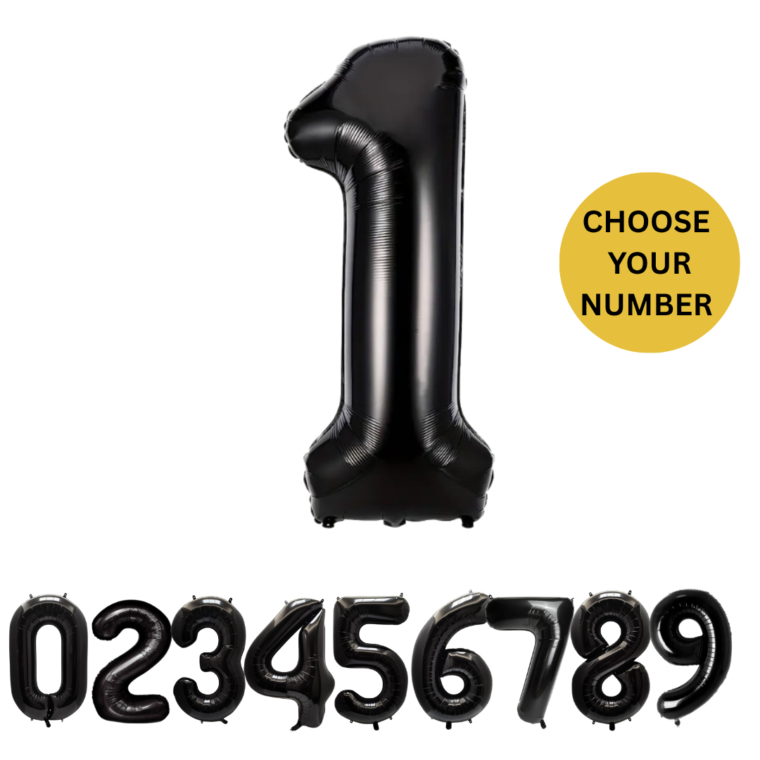 40" Black Number Balloons Foil Helium/Air | Giant Self Inflating Birthday Party