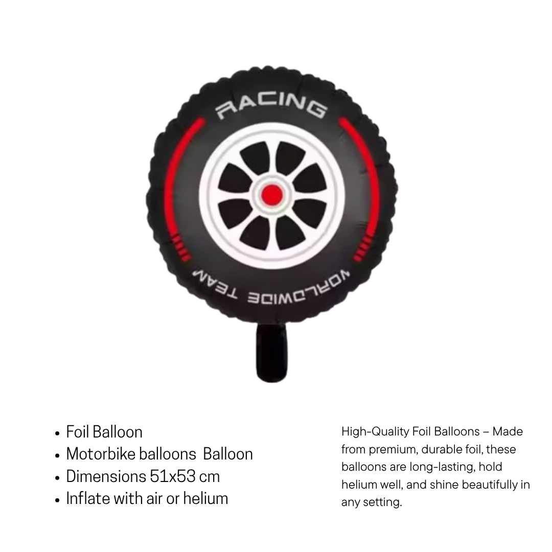 Race Car Birthday Balloons Set Racing Tyre Helmet Checkered Flag Foil Party Deco