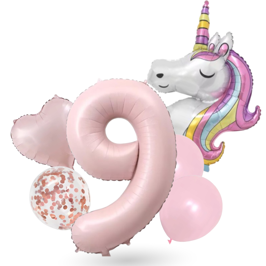 Unicorn Numbers  Balloon Set  Pink 40" Foil Balloons for Girls Birthday Party