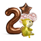 1st Birthday Balloon Set – Squirrel Foil, Confetti, Star & Bronze Number