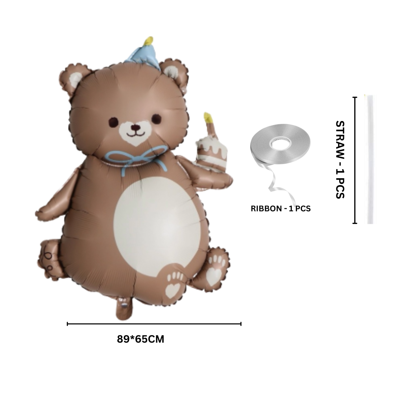 1st Birthday Balloon Bear & Star Baby Boy Blue Girl Pink Deco Party Number 1