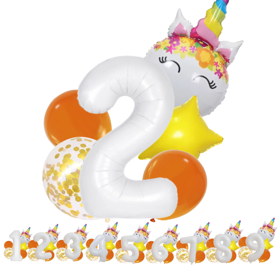 Unicorn Numbers  Balloon Set princess Foil Balloons for Girls Birthday Party dec