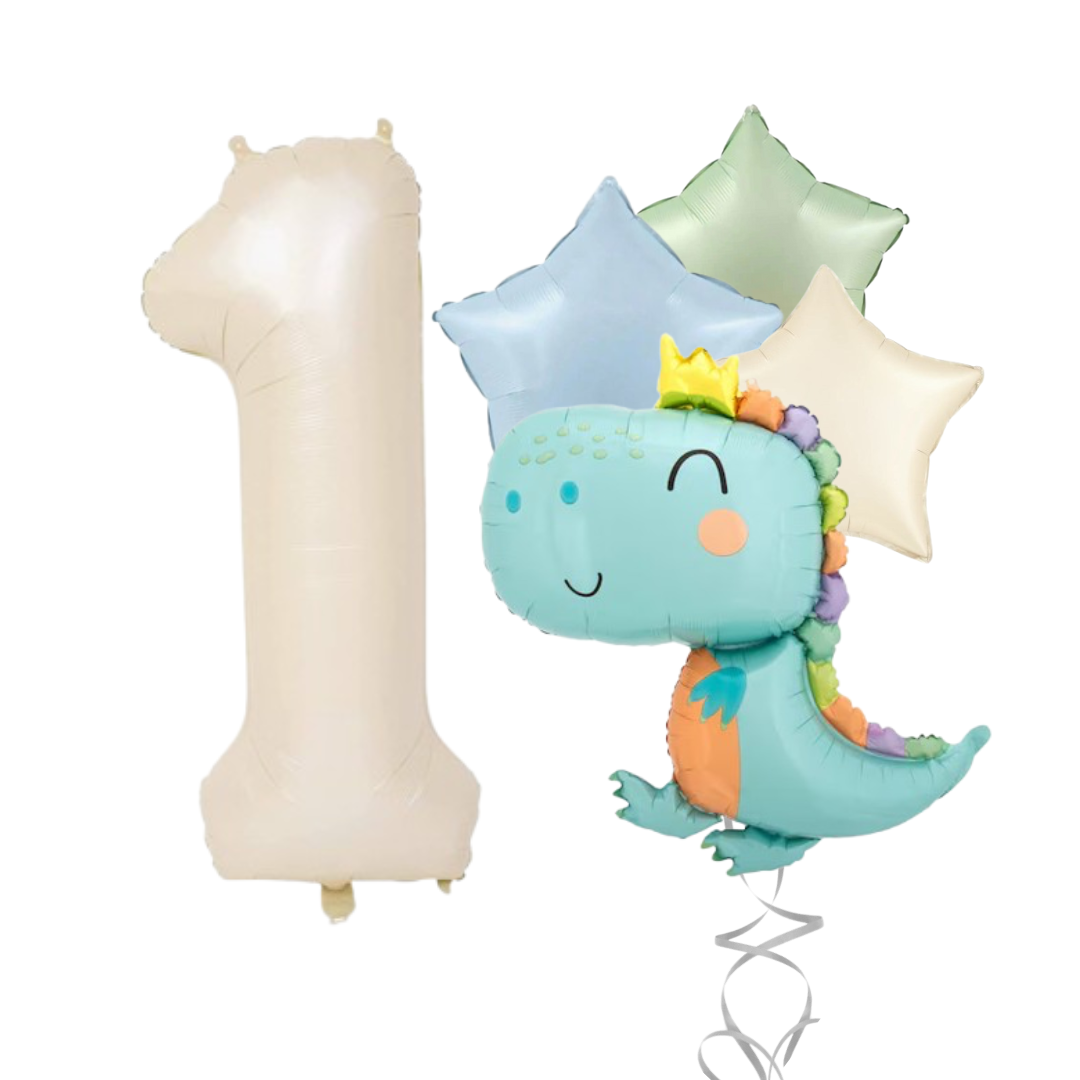 Dinosaur Number Balloon Set 40” Pastel Birthday Party Baby Boy Girl Decor 0-9