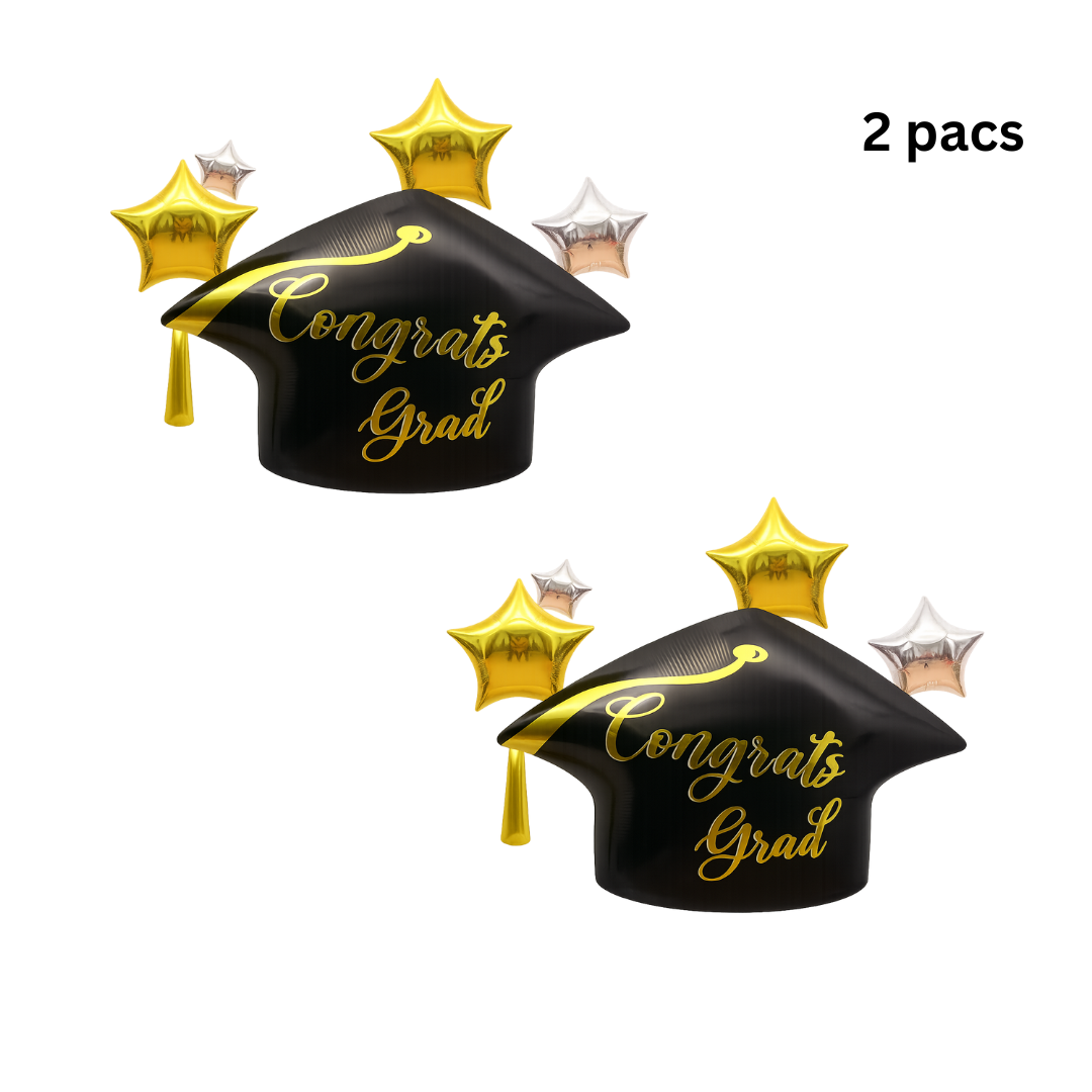 2pcs Congrats Grad Balloons 18" – Graduation Party Foil Helium Decorations
