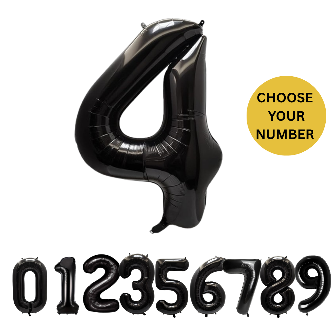 40" Black Number Balloons Foil Helium/Air | Giant Self Inflating Birthday Party