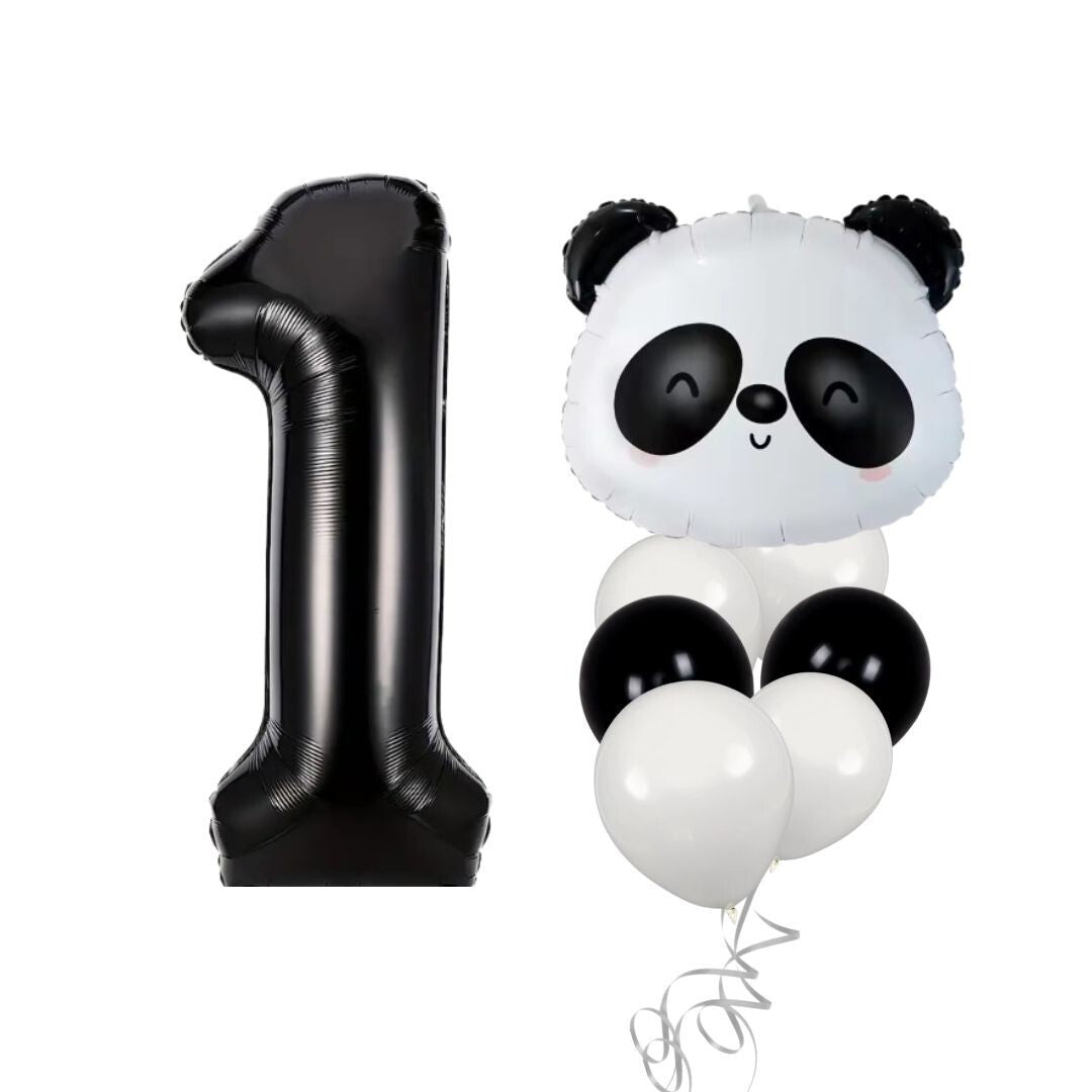 Panda Balloon Set Kids Birthday Party Decor with Number 0-9 Black White Balloons