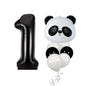 Panda Balloon Set Kids Birthday Party Decor with Number 0-9 Black White Balloons
