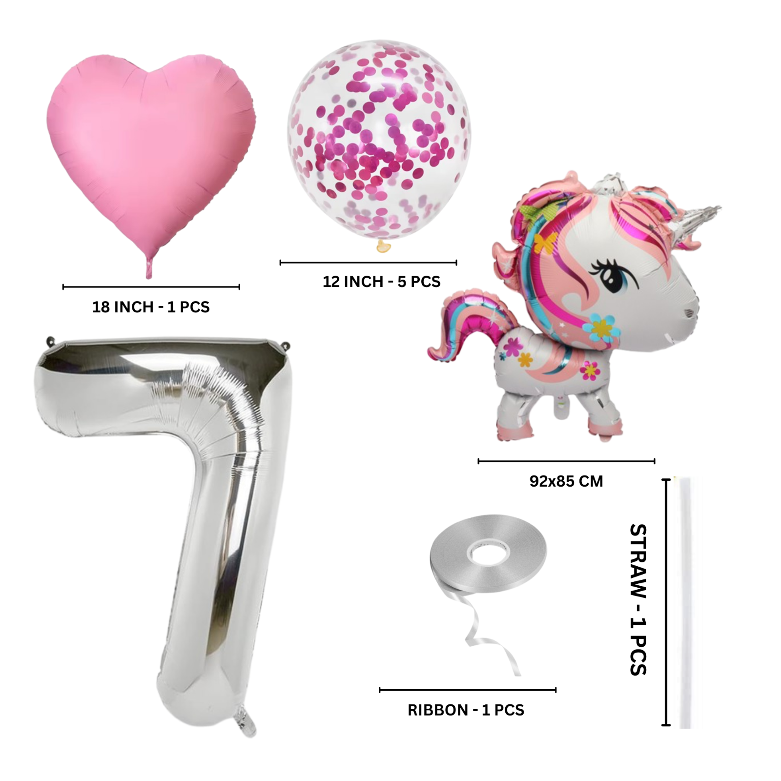 Unicorn Birthday Balloons Set Pastel Pink Confetti Number Girls Party Supplies