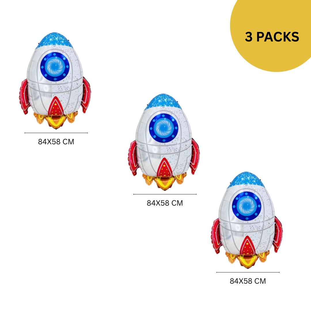 Astronaut Rocket Balloons Set | Space Party Decor | Galaxy Foil Stars spaceman