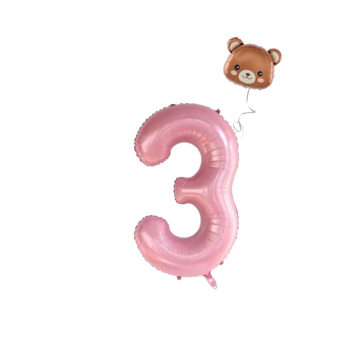 Baby Shower teddy Bear Balloons Set 40" PINK Numbers pack 1st 2nd 3rd birthday