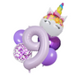 Unicorn Number Balloon Set 0–9 Purple 40" Foil Balloons for Girls Birthday Party