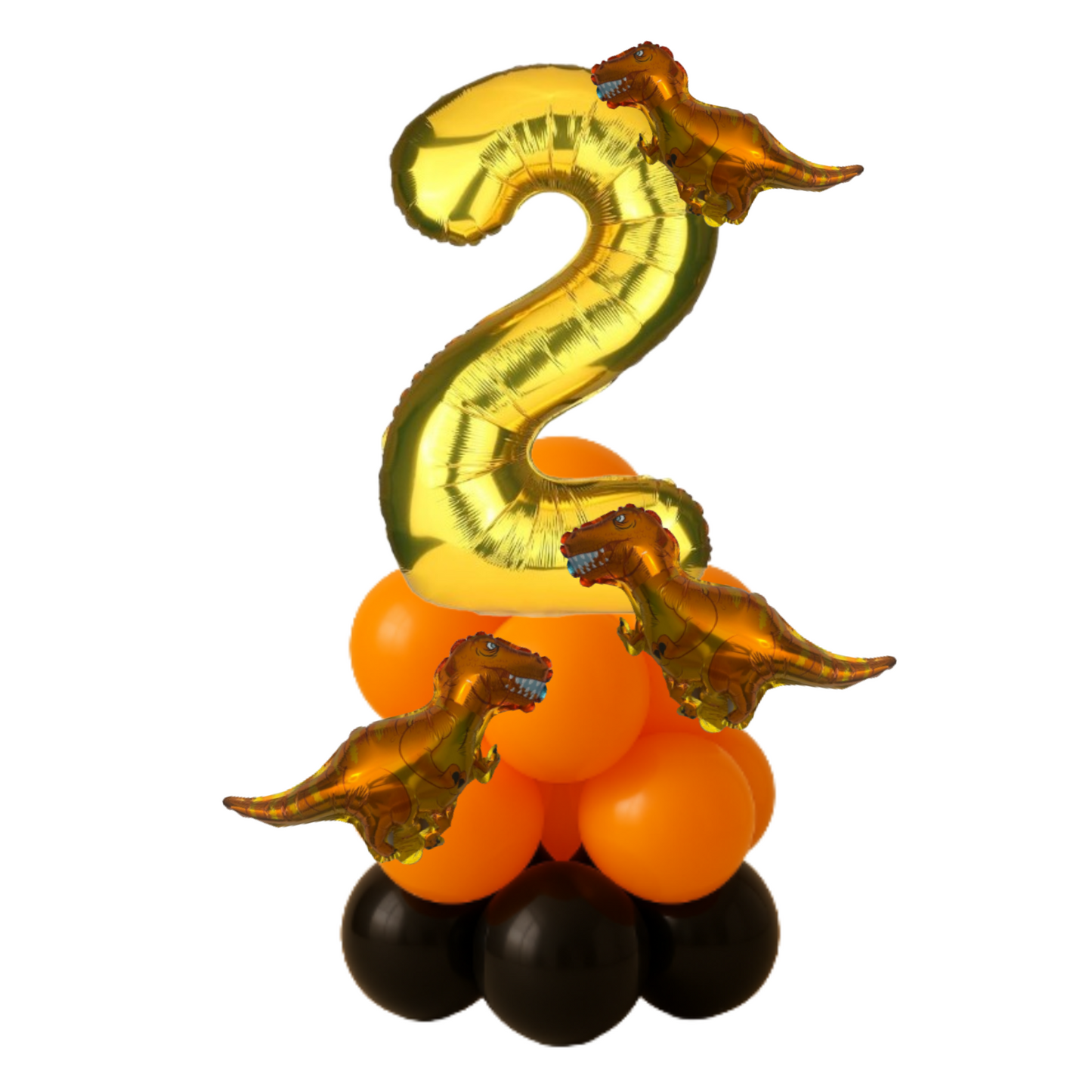 Dinosaur Balloon Display Age 7 Birthday Party Decoration for Boy – Orange, Black