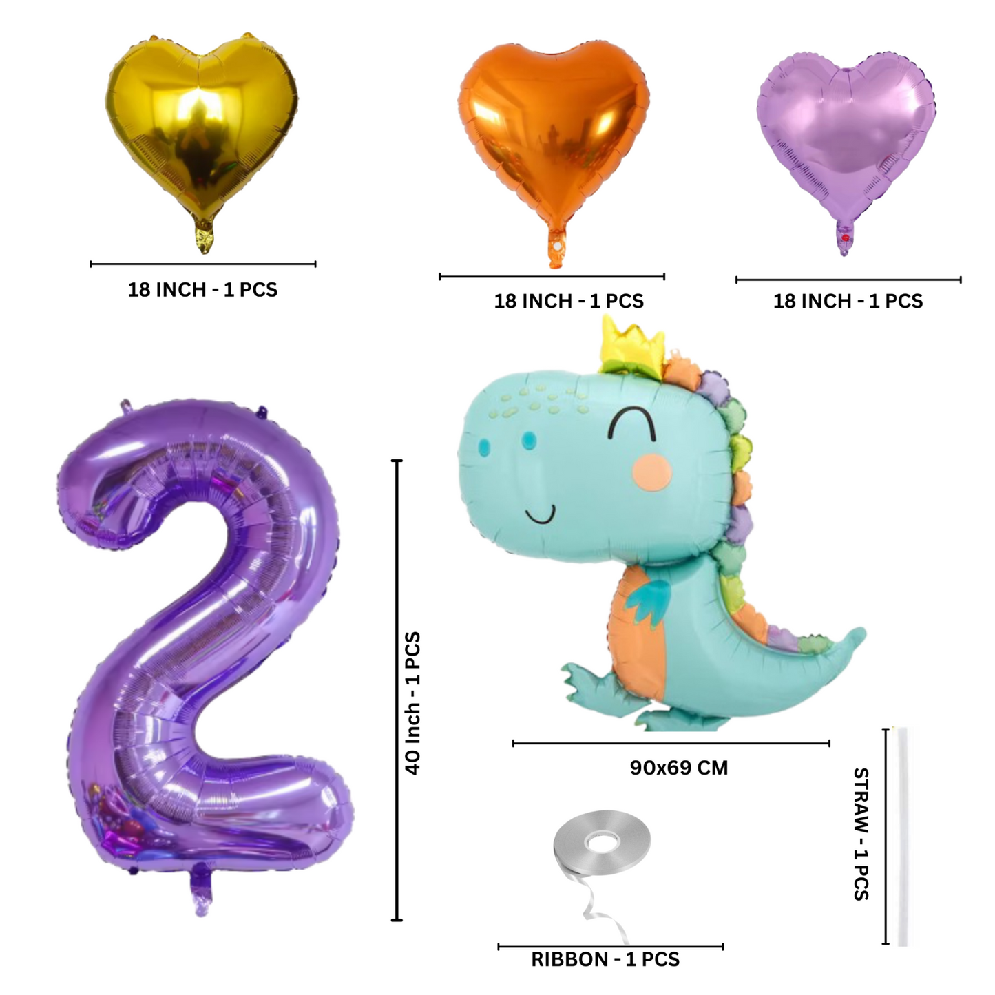 Dinosaur Birthday Balloons Set 1-9 – Foil Number & Dino Party Decorations