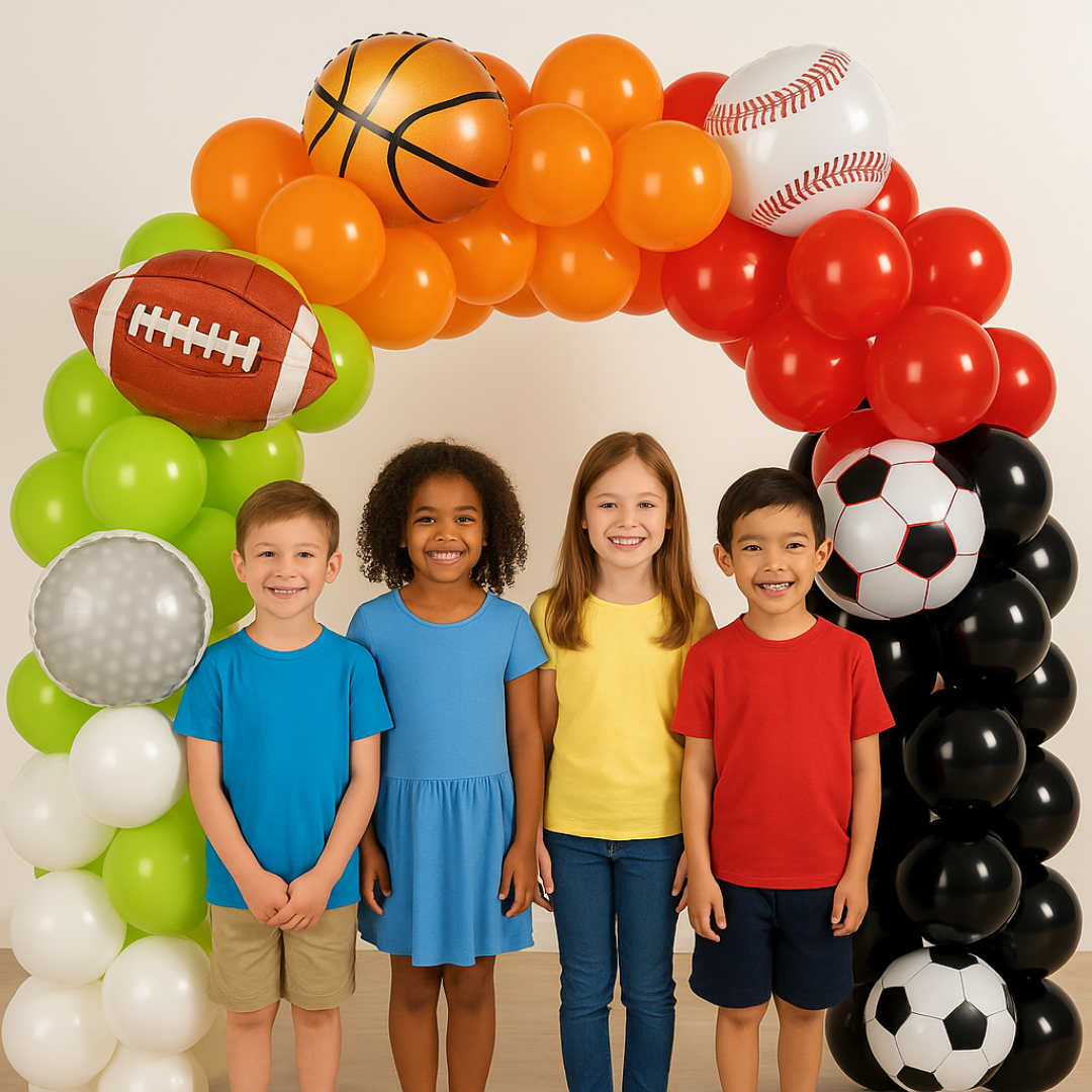 Sports Birthday Balloon Arch Kit – 70 Pcs Football Basketball Gamer Party Set