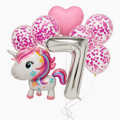 Unicorn Birthday Balloons Set Pastel Pink Confetti Number Girls Party Supplies
