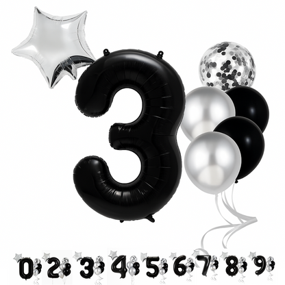 40" Black Number Balloons Foil Helium/Air | Giant Self Inflating Birthday Party