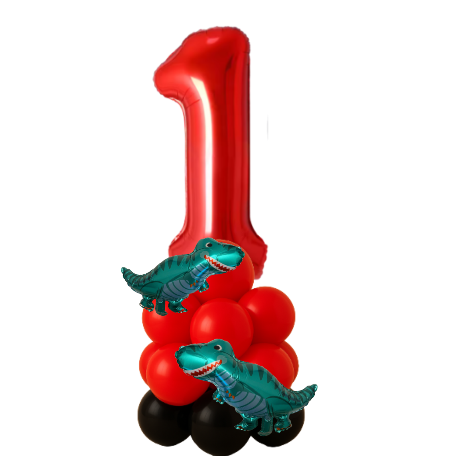 Dinosaur Balloon Display Age 6 Birthday Party Decoration Red & Black Theme