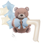 1st Birthday Balloon beige teddy Bear & Star Foil Baby Boy blue Party Decoration