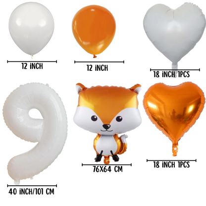 Woodland Balloon Set – Cute Fox + Numbers Balloons 0-9