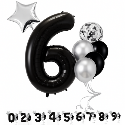 40" Black Number Balloons Foil Helium/Air | Giant Self Inflating Birthday Party