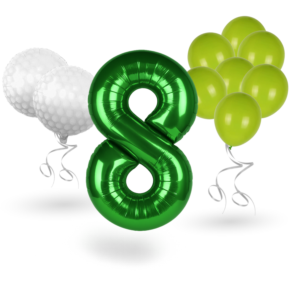 0-9 Golf Birthday Balloons Decoration Set | Green Foil Numbers + Golf Balloons