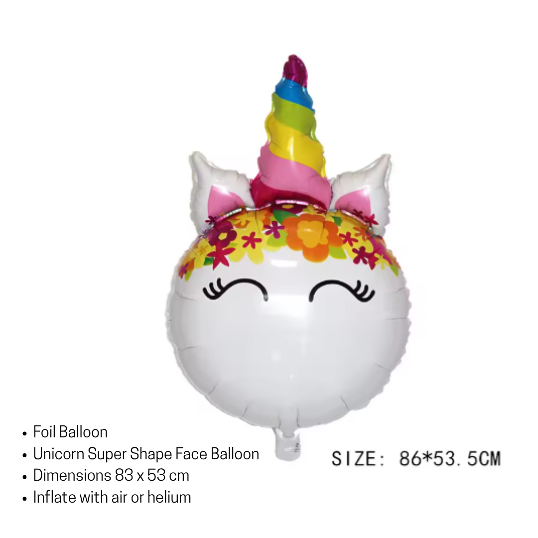 Unicorn Face Balloon 34" – Rainbow Foil Balloon for Party Decorations Theme