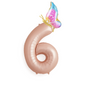 Birthday Balloon – Pink Foil Numbers with Colourful Butterfly – Girl